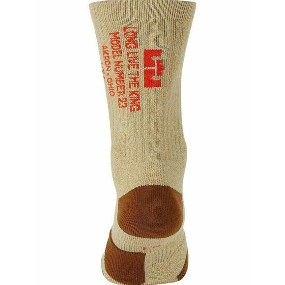 Nike LeBron James Elite Crew Basketball Socks Brown Orange SX7864 Size M - Picture 1 of 3